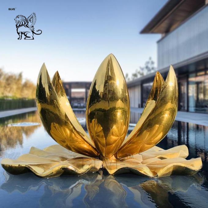 Stainless Steel Flower Sculpture Lotus Large Garden Decoration Art
