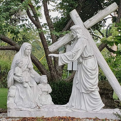 Carrying Cross Jesus Marble Statues 14 Stations Of The Cross Stone Carving Virgin Mary Sculpture Religious Outdoor