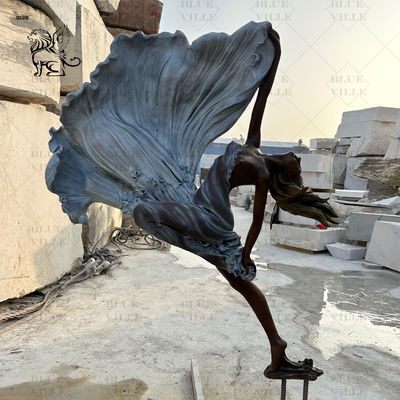Naked Dancing Girl Life Size Bronze Statue Metal Beautiful Wind Woman Sculpture Modern Art Decoration Garden