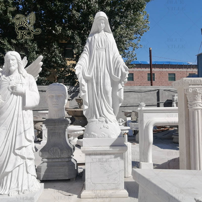 Marble Virgin Mary Statue Life Size Catholic Religious Female Statues Molds Handcarved Outdoor Home Decoration