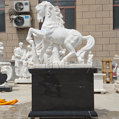 White Marble Horse Statue Life Size Animal Garden Statues Sculptures Stone Carving Outdoor Decorative