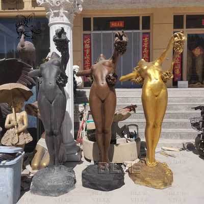 Bronze Statue Greek Grape Goddess Metal Naked Girl Garden Sculpture Life Size Outdoor Decoration