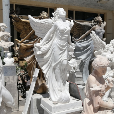 Marble Garden Angel Statues Life Size Greek Stone Carving Winged Figures Outdoor Decoration Art
