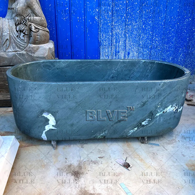 Green Natural Marble Freestanding Bathtub Luxury Soaking Directly Decoration Modern Bathroom