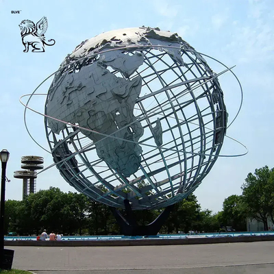 Stainless Steel The Earth Sculpture Metal Whole World Globe Statue Hollow Art Ball Outdoor Sculptures Large