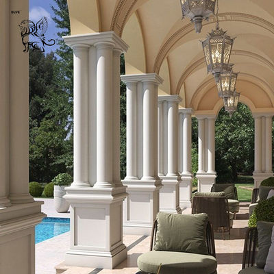 White Marble Square Columns Outdoor Pillars Design Villa Corridor Decorative Customized