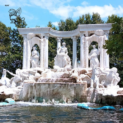 Marble Trevi Fountain Greek God Poseidon Waterfall Fountains White Stone Carving Sculptures Decorative Outdoor Large