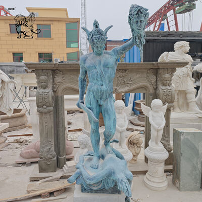 Bronze Perseus Statues with Medusa Head Sculpture Life Size Metal Greek Hero Figure Decorative Outdoor Garden