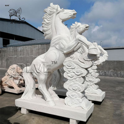 Large White Marble Horse Statue Stone Garden Animals Sculpture