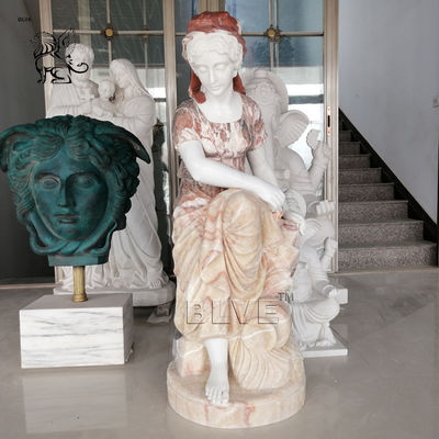 Sitting Woman Marble Statues Stone Greek Lady Sculpture Life Size Garden Decoration