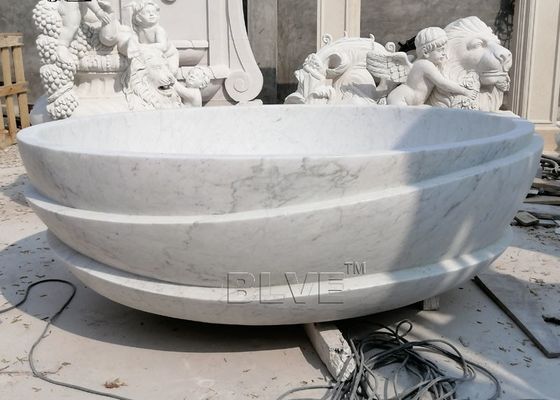 Carrara Marble Bathtub White Solid Bath Tub Natural Stone Round Handmade European Style