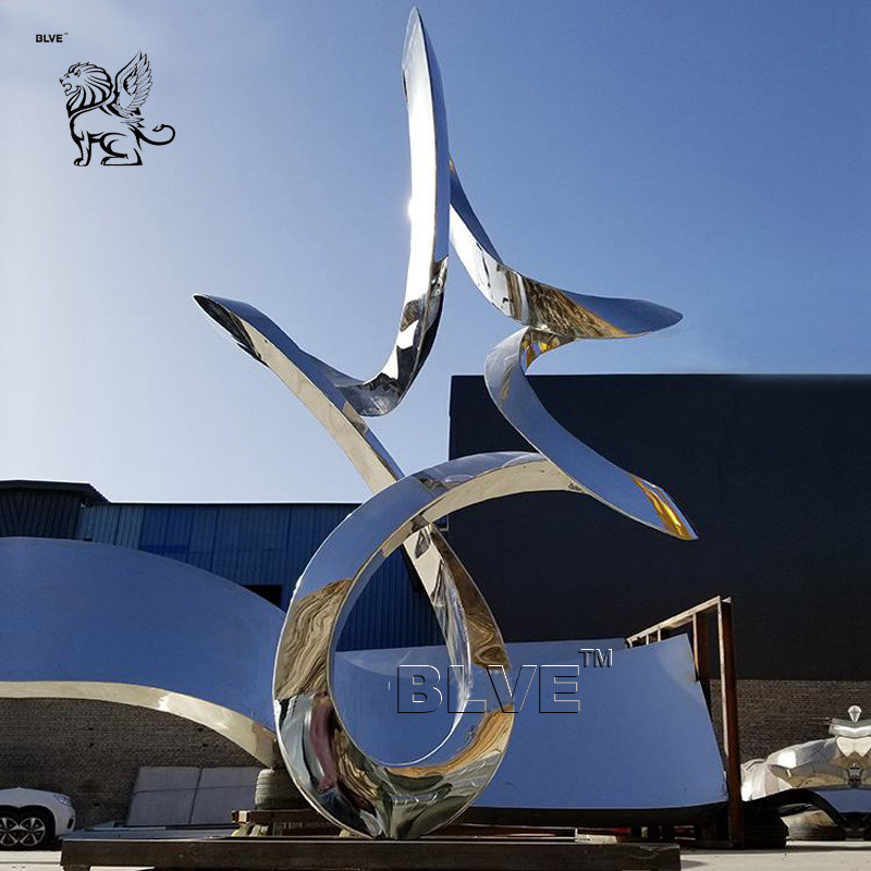 BLVE Large Stainless Steel Abstract Sculpture Metal Big Statue Modern