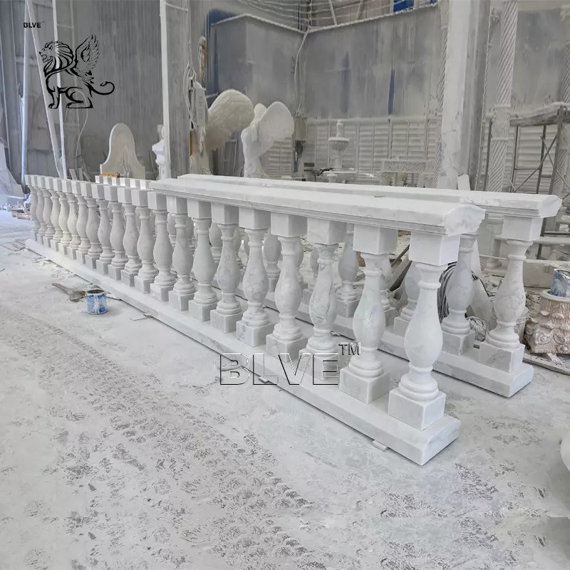House White Marble Roman Pillar Design Handrail Baluster Stone Balcony ...