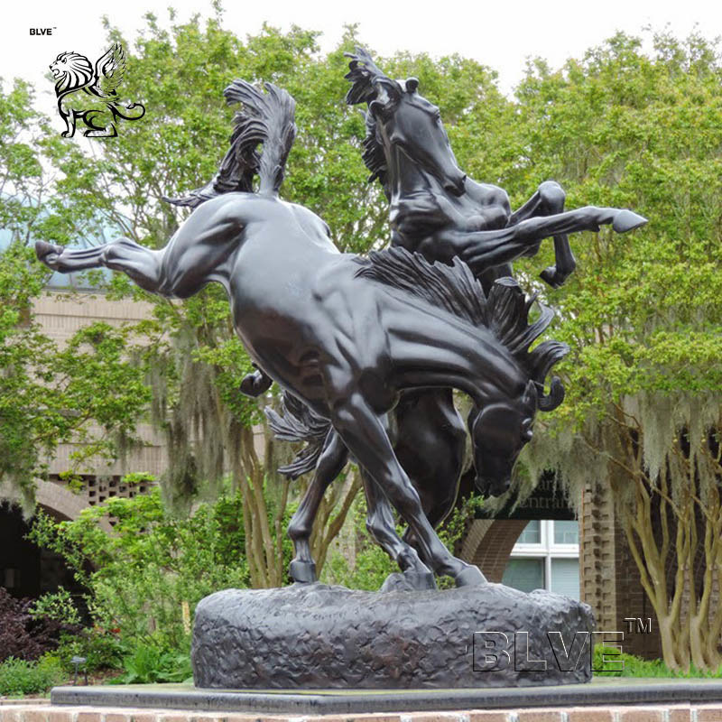 Bronze Horse Fighting Sculpture Life Size Horses Statues Garden Metal