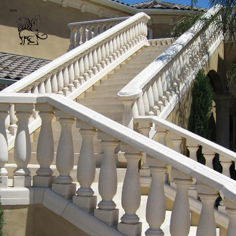 BLVE White Marble Stair Handrail Railing Natural Stone Balustrade Villa ...