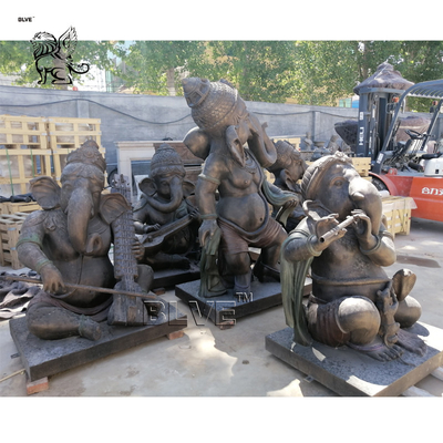 BLVE Bronze Lord Ganesh Statue Ganesha Sculpture Life Size Brass Copper Hindu Indian God Family Religious Large