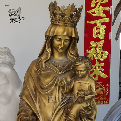 BLVE Mother Mary Bronze Sculpture Christ Jesus Mary Brass Statue Catholic Religious Metal Life Size Church