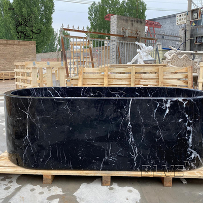 Black Stone Marble Bathtub Freestanding Home Bath Tubs Nero Marquina Hotel Shower Room Bathroom Design
