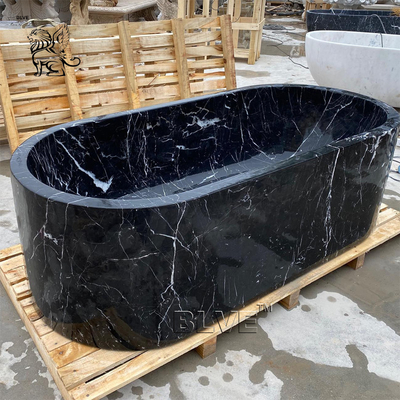 Black Stone Marble Bathtub Freestanding Home Bath Tubs Nero Marquina Hotel Shower Room Bathroom Design