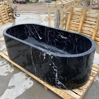 Black Stone Marble Bathtub Freestanding Home Bath Tubs Nero Marquina Hotel Shower Room Bathroom Design