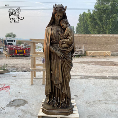 Bronze Virgin Mary Statue Life Size Mother Mary Jesus Brass Sculpture Metal Religious Outdoor Church Craft