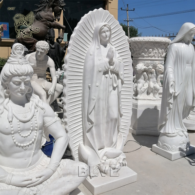 Marble Virgin Mary Statue Stone Carvings Virgen De Guadalupe Sculpture Catholic Religious Life Size Custom