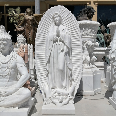 Marble Virgin Mary Statue Stone Carvings Virgen De Guadalupe Sculpture Catholic Religious Life Size Custom