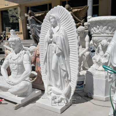 Marble Virgin Mary Statue Stone Carvings Virgen De Guadalupe Sculpture Catholic Religious Life Size Custom