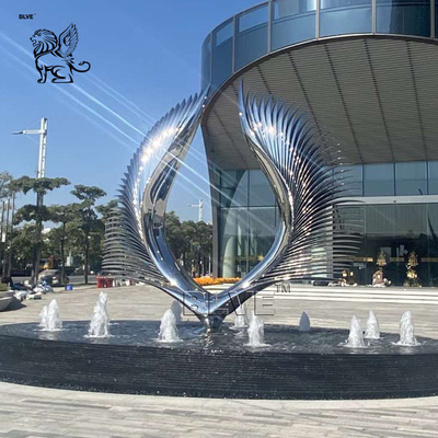 Stainless Steel Angel Wings Sculpture Abstract Polished Metal Garden Modern Art Statues Large Outdoor