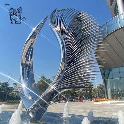 Stainless Steel Angel Wings Sculpture Abstract Polished Metal Garden Modern Art Statues Large Outdoor