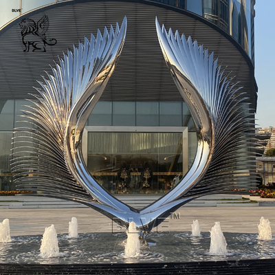 Stainless Steel Angel Wings Sculpture Abstract Polished Metal Garden Modern Art Statues Large Outdoor