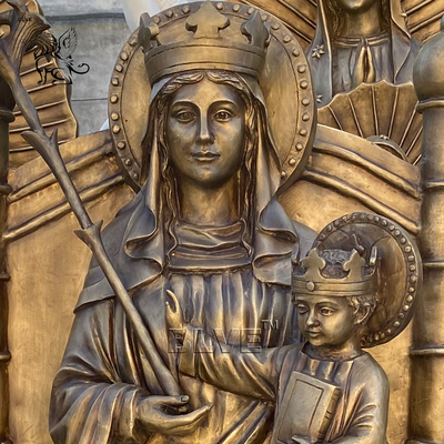 Brass Mother Mary And Baby Jesus Statue Virgen Maria Bronze Sculpture Life Size Religious Christian Church