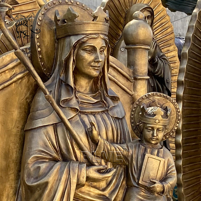 Brass Mother Mary And Baby Jesus Statue Virgen Maria Bronze Sculpture Life Size Religious Christian Church