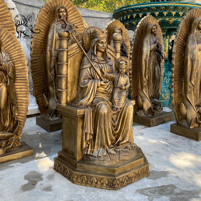 Brass Mother Mary And Baby Jesus Statue Virgen Maria Bronze Sculpture Life Size Religious Christian Church