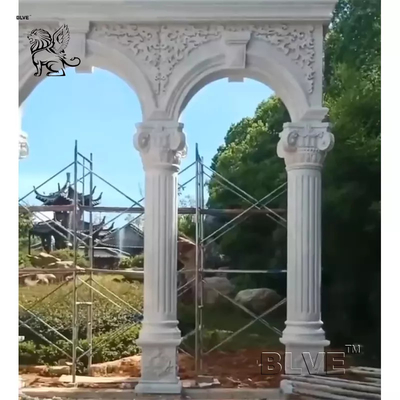 White Marble Porch Pillar Natural Stone Roman Greek Columns Outdoor Garden Decorative European Style Design