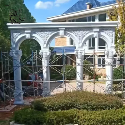 White Marble Porch Pillar Natural Stone Roman Greek Columns Outdoor Garden Decorative European Style Design