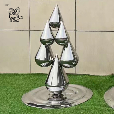 Stainless Steel Garden Sculpture Water Drop Metal Polished Home Artistic Decoration Modern