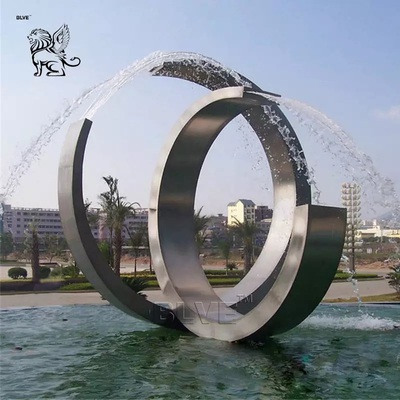 Stainless Steel Sculpture Fountain Outdoor Large Abstract Metal Garden Statues Modern Art Villa