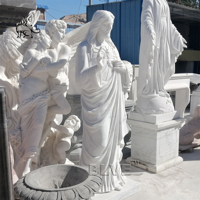 Marble Life Size Christ Jesus Statue Christian Religious Figure Sculpture Hand Carved Outdoor Church Spot Goods