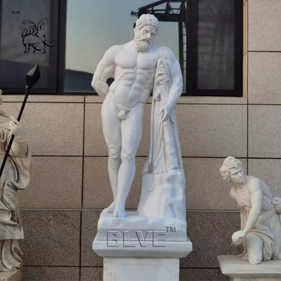 Natural Stone Greek God Heracles Statue Marble Hercules Sculpture Life Size Antique Decoration Outdoor Park