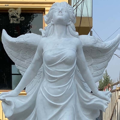 White Marble Fairy Garden Statues Angel Sculpture Beautiful Life Size Jesus Statue Estatuas Handcarved Outdoor