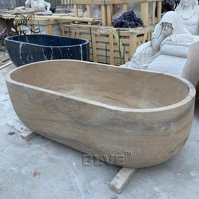 Marble Bathroom Bath Tub Large Oval Natural Stone Bathtub Freestanding Modern Design