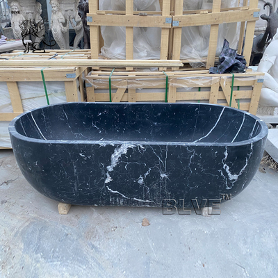 Nero Marquina Marble Bathtub Luxury Geometric Black Stone Bathroom Tub Home Modern Design European Style