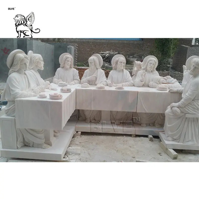 White Marble Statue Last Supper Sculpture Church Jesus Catholic Christian Religious Life Size Outdoor Handcarved