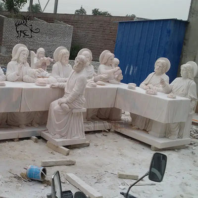 White Marble Statue Last Supper Sculpture Church Jesus Catholic Christian Religious Life Size Outdoor Handcarved