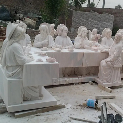 White Marble Statue Last Supper Sculpture Church Jesus Catholic Christian Religious Life Size Outdoor Handcarved