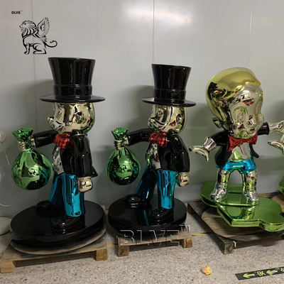 Life Size Rich Resin Wealth Statues Fiberglass Monopoly Sculpture Spray Plating Modern Art Home Decor