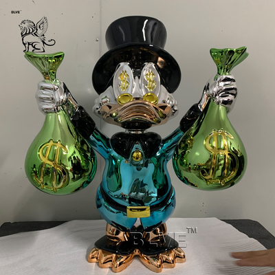 Life Size Rich Resin Wealth Statues Fiberglass Monopoly Sculpture Spray Plating Modern Art Home Decor