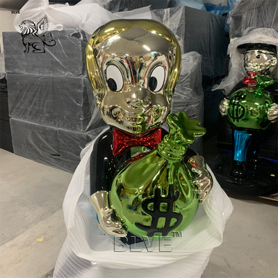 Life Size Rich Resin Wealth Statues Fiberglass Monopoly Sculpture Spray Plating Modern Art Home Decor