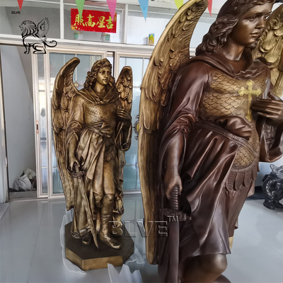 Bronze Archangel Saint Michael Statues Religious Angel Gabriel Sculpture Holy Bible Outdoor Life Size